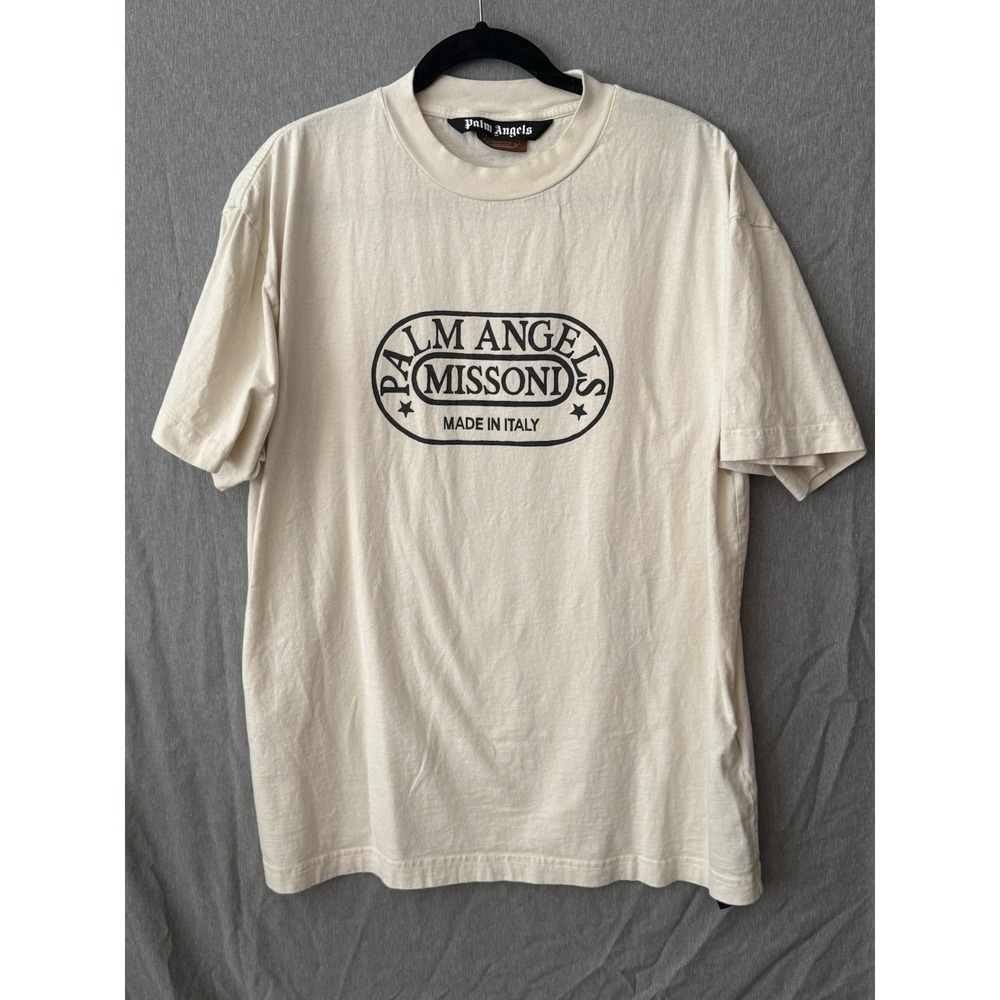 Palm Angels x Missoni Heritage Logo T-shirt XL Extra Large Ecru Authentic